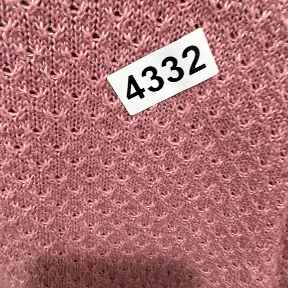Knox Rose Women Sweater V-Neck Textured Pointelle Knit Rose‎ Pink XXL